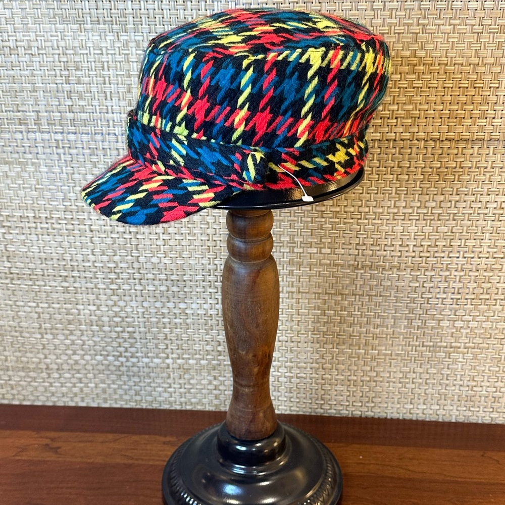 Neon Green, Teal & Red Soft Spun Acrylic Cadet Cap by D & Y